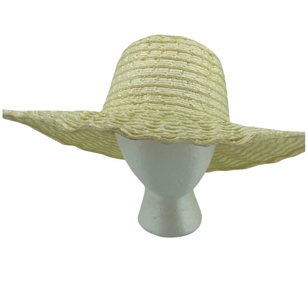 Unbranded Womens Wide Brim‎ Layered Woven Floppy Sun Hat One Size Natural Straw